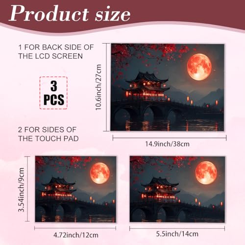 PLIGREAT 15 Inches Laptop Skin Stickers, Courtyard Landscape Pattern Laptop Sticker Decals Fits 12" to 15" Laptops Universal Waterproof Removable Notebook Art Cover Sticker - color: Black,red