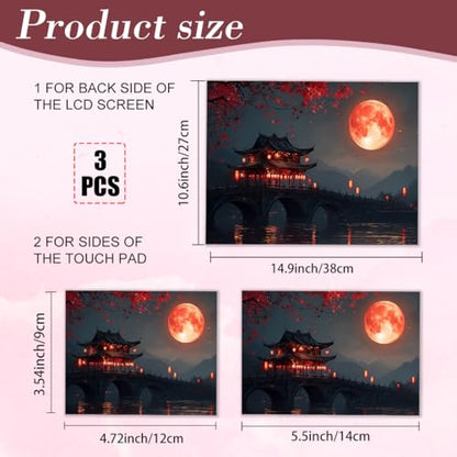 PLIGREAT 15 Inches Laptop Skin Stickers, Courtyard Landscape Pattern Laptop Sticker Decals Fits 12" to 15" Laptops Universal Waterproof Removable Notebook Art Cover Sticker - color: Black,red