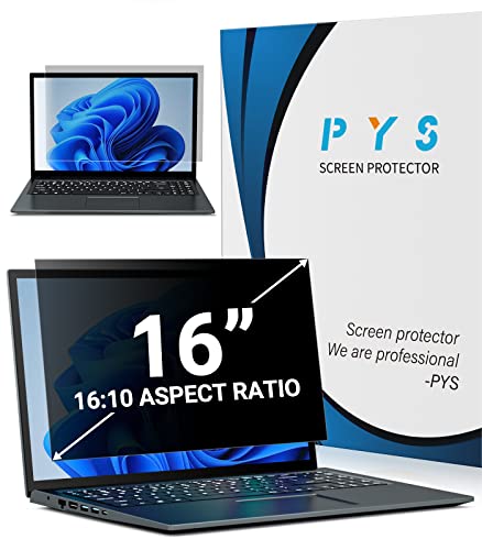 PYS Laptop Privacy Screen 16 Inch - Removable Laptop Screen Privacy Shield for 16:10 Widescreen Display - Anti Glare & Blue Light Screen Filters for Eye Protection - Black - size: 16 inch (16:10)