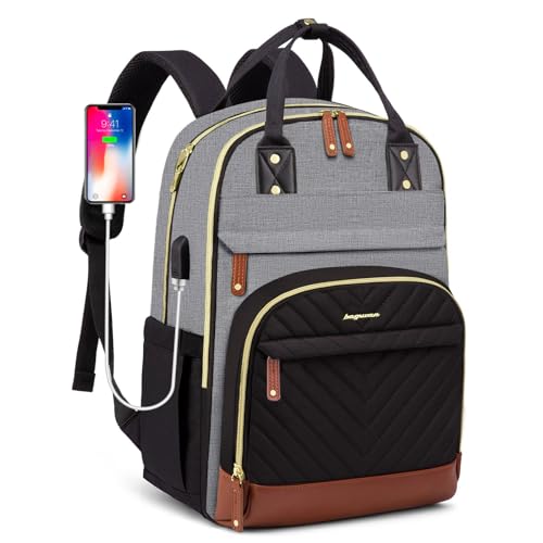 Laptop Backpack for Women Work Bag - Fits 17.3 Inch Laptop Bag Travel Work Backpack Anti-theft Bags with USB Charging Business Computer Waterproof Backpack Purse for Nurse Teacher Black Grey Brown - color: 7-black Grey Brown, size: 17.3 Inch
