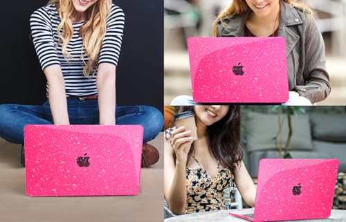 CISSOOK Compatible with MacBook Air 13 inch Case 2026 2025 2024 2023 2022 | A3449 A3240 A3113 A2681, 5in1 Set Hard Shell Case Keyboard Cover for MacBook Air 13.6 inch M2 M3 M4 M5, Rose Pink Glitter - color: Air13.6inch-Rose Red Glitter Star
