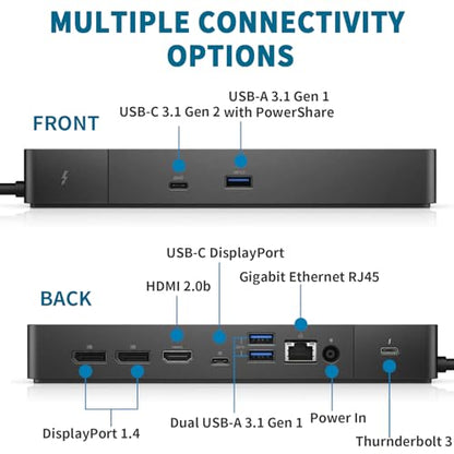 Dell WD19TBS Thunderbolt Dock, 180W Dell Docking Station with HDMI/Dual DisplayPort, Dual Monitor Support, Bundle with HDMI/DP Cables (Renewed) - style: WD19TBS-180W