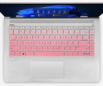 Keyboard Cover for HP 14 Laptop & HP Pavilion x360 14 14-dq 14-fq 14-dk 14m-dh 14-dh 14-ce 14-cf 14-dq0040nr 14-dq0762dx 14-dq0761dx 14-dq0052dx 14-dq5009nr dq0050nr 14-dq0011dx 14t-dq300 -GPink - color: Gradual Pink