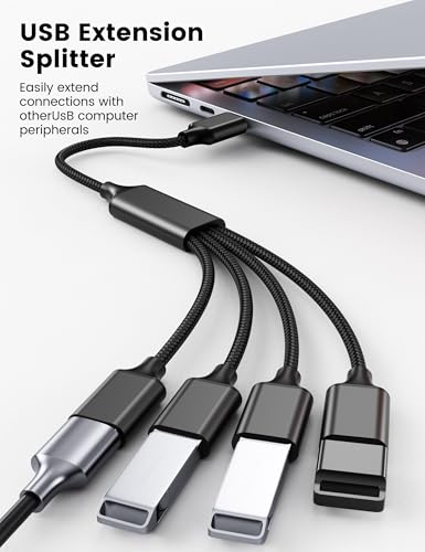 4 Way USB Splitter, 6.6FT USB Extension Cable, Black | Four USB Port Extender Hub, A Male to 4 Female Extension Cord for TV/PC/Laptop/MacBook/Keyboard/PS4/PS5/Flash Drive/LED Etc. - style: 6.6FT/2M