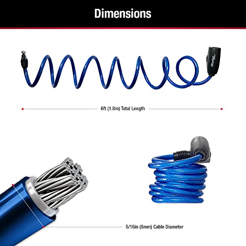 Master Lock Bike Lock Cables with Key, Blue, Green, and Red 3-Pack of Keyed-Alike Bicycle Cable Locks, 6 ft. Long, 8127TRI - size: 6 ft. Long