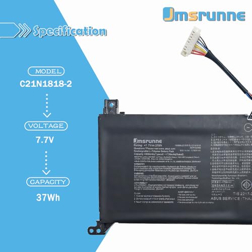 37Wh C21N1818-2 B21N1818 B21N1818-2 C21N1818 Laptop Battery Replacement for Asus VivoBook 14 412FA F412 F412DA FJ F412FL F412UA A412DA A412FJ A412FA A412FL A412UA X412FJ X412FL X412UA X412UF X412UB