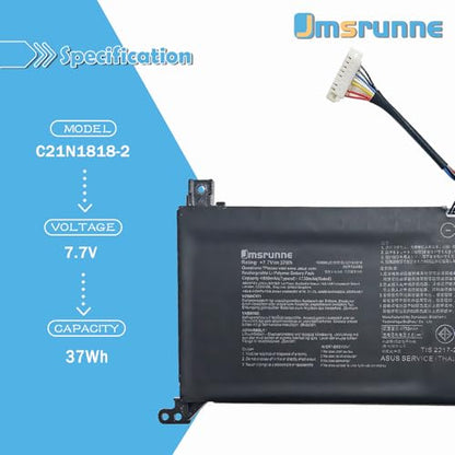 37Wh C21N1818-2 B21N1818 B21N1818-2 C21N1818 Laptop Battery Replacement for Asus VivoBook 14 412FA F412 F412DA FJ F412FL F412UA A412DA A412FJ A412FA A412FL A412UA X412FJ X412FL X412UA X412UF X412UB