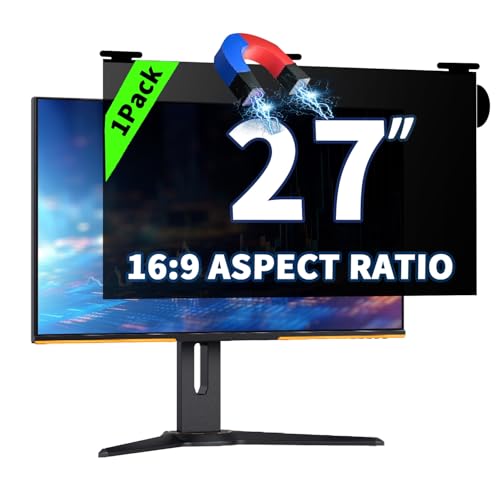27 Inch Magnetic Hanging Computer Privacy Screen for 16:9 Widescreen Monitor, Removable Privacy Screen Anti Glare Blue Light Computer Screen Privacy Shield, Anti-Scratch 27 in Protector Film - color: 1 Pack Magnetic Hanging 27 Inch for 16:9