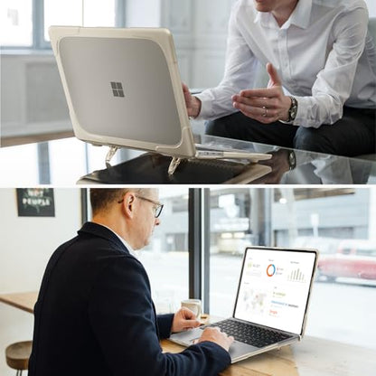 Batianda Durable Stand Case for Microsoft Surface Laptop 13.8 Inch, Khaki | Ergonomic Foldable Stand, Heavy Duty Matte Hard Shell, Fits 2024-2026 Surface Laptop 7/8th Edition for Business 13.8 Inch - color: Khaki