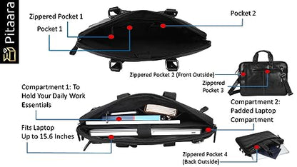 Pitaara Genuine Leather Messenger Laptop Bag For Men And Women, Fits Laptop Size 16"