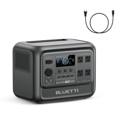 BLUETTI Elite 100 V2 Portable Power Station and Solar Cable, 1024Wh LFP Battery Backup w/ 4 1800W AC Ports (3600W Surge), 35% Smaller, Fast Charge and UPS Solar Generator for Camping, Road Trip - style: BLUETTI Elite 100 V2+Solar Charging Cable
