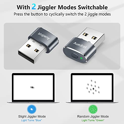 AUEDROT Mouse Jiggler Undetectable Metal USB Mouse Mover with Switch Button, Automatic Mini Mouse Shaker with 2 Jiggle Modes, Plug and Play, Keep Computer/Laptop Awake, Gray, 2 PCS - color: Gray, style: 2 PCS