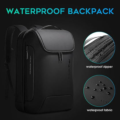 BANGE Men's Anti-Theft Backpack,Waterproof Fashion Travel Backpacks,High Tech Backpack with USB3.0 Charging Port,Business Laptop Backpack Fits 17.3 Inch Notebook… - color: Black, size: With Lock+USB