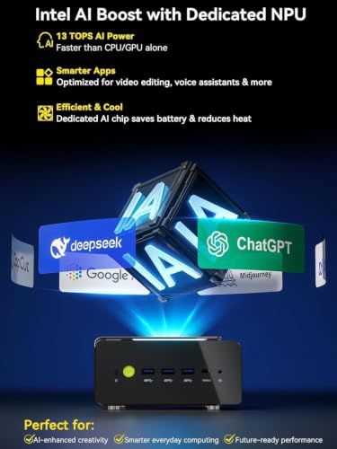 GMKtec AI Mini PC Ultra 9 285H (Turbo 5.4GHz) 32GB DDR5 1TB PCIe 4.0 SSD | Mini Gaming Computer 3X M.2 Expansion Slots, Oculink, Quad Screen 8K Display EVO-T1 - size: 32GB+1TB I 285H