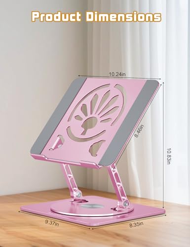Adjustable Laptop Stand for Desk-360° Rotating Foldable Laptop Holder Ergonomic Laptop Riser for MacBook Pro/Air Dell HP Lenovo Notebook up to 16",Pink - color: Pink