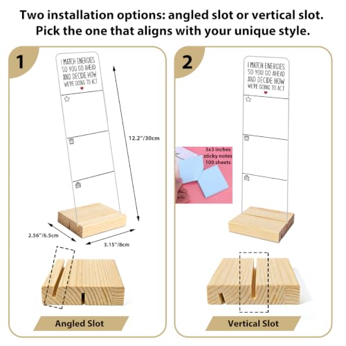 Monitor Memo Board with Removable Wooden Base Acrylic Portable Sticky Note Holder, I Match Energies So You Go Ahead and Decide How We're Going to Act Sign, Office Desk Set Sticky Notes - color: Going to Act