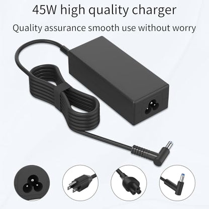 45W 19.5V 2.31A 741727-001 L25296-001/002/003/004 213349-109 TPN-CA14 TPN-LA15 Laptop Charger Compatible with HP Pavilion 15 14 13 11 Notebook Stream 14 13 11 Envy X360 Blue Tip Adapter Power Cord