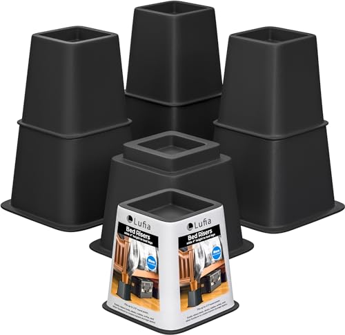 Lufia Bed Furniture Risers Heavy Duty, Elevation in Heights 9, 5 or 4 Inch, Adjustable Furniture Risers for Sofa, Table, Couch, Chair or Desk (Black, 9 inch) - color: Black,8-pack, size: 9 inch