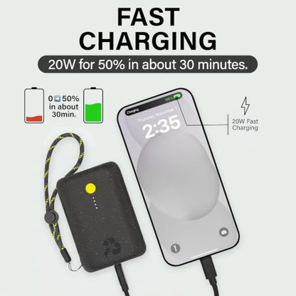 Nimble Champ Portable Charger, 10000mAh Power Bank, 20W Dual USB-C Charging | Compatible with iPhone, Samsung, Tablet, iPad, MacBook, Travel Essential Power Bank with 2ft USB C Cable Included - color: Midnight Black