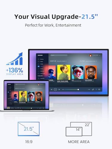 21.5'' Large Portable Monitor for Laptop 100Hz Ultra-Fast IPS Gaming Monitor, QLED 125%sRGB | 2000:1 Contrast | Built-in Stand, Speaker and VESA, USB-C HDMI Second Screen Efficient Work Gaming - size: 21.5''
