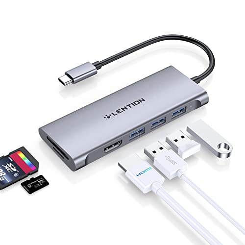 LENTION 6 in 1 USB C Hub, 3 USB3.0, 4K@30Hz, Card Reader, Multiport Adapter | Ideal for Work & Study, Stable Driver 3.0 Certified, Compatible with macOS, iOS/iPadOS, Windows & ChromeOS (C34, Space Gray) - color: Space Gray, size: 6 Ports NO PD