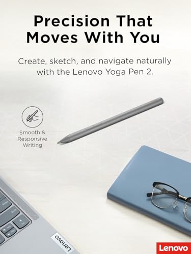 Lenovo Yoga Pen 2 with Magnetic Pen Case, AES 3.0 Stylus with 8192 Pressure Levels, USB C Rechargeable, Tilt Detection, Multi Protocol Support for Lenovo Yoga 2 in 1 PCs, Luna Grey - color: Luna Grey