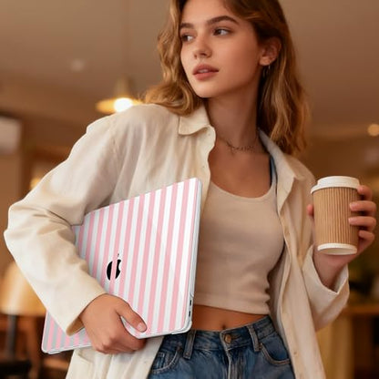 May Chen Compatible with MacBook Air 13 inch Case 2022 2021, 2020-2018 Release Model: M1 A2337 A2179 A1932, Plastic Hard Shell Case Cover for Mabook Air 13 inch with Retina Dispaly, Pink Stripes - color: Pink stripes