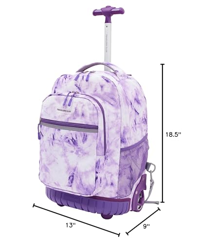 Travelers Club 18" Rolling Backpack with Shoulder Straps, Purple Tye - color: Purple Tie, size: 18 Inch