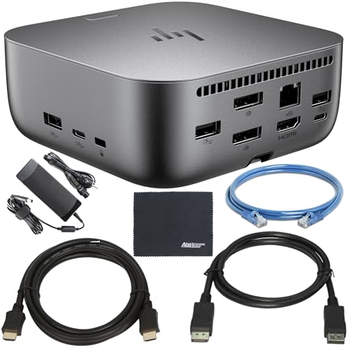 HP Thunderbolt 4 100W G6 Dock (9X472UT#ABA) + ZoomSpeed 6-ft DisplayPort Cable + ZoomSpeed 6-ft HDMI Cable + ZoomSpeed 6-ft Ethernet Cable + AOM Microfiber Cleaning Cloth