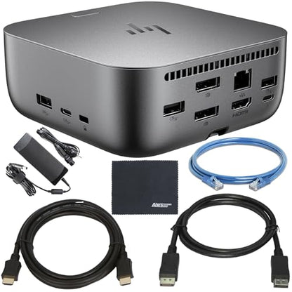 HP Thunderbolt 4 100W G6 Dock (9X472UT#ABA) + ZoomSpeed 6-ft DisplayPort Cable + ZoomSpeed 6-ft HDMI Cable + ZoomSpeed 6-ft Ethernet Cable + AOM Microfiber Cleaning Cloth