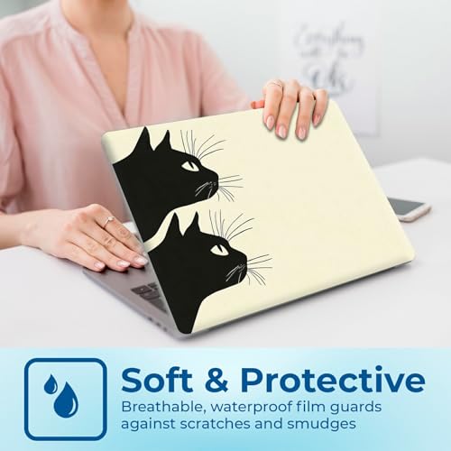 Reusable Universal Laptop Skin Sticker, Cut to Fit for 11.6–15.6 Inch Laptops, Waterproof Protective Film, No-Residue - Black Cats Peek - color: Black Cats Peek