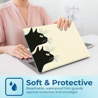 Reusable Universal Laptop Skin Sticker, Cut to Fit for 11.6–15.6 Inch Laptops, Waterproof Protective Film, No-Residue - Black Cats Peek - color: Black Cats Peek
