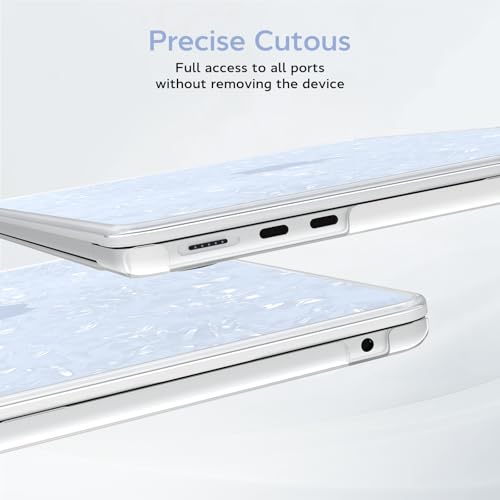 B BELK Compatible with MacBook Air 13 inch Case M5 2026 2025-2022 M4 M3 M2 A3449 A3240 A3113 A2681, Plastic Hard Shell+Keyboard Cover+Screen Protector for MacBook Air 13.6 inch Case, Shiny Blue Pearl - color: Shiny Blue Pearl