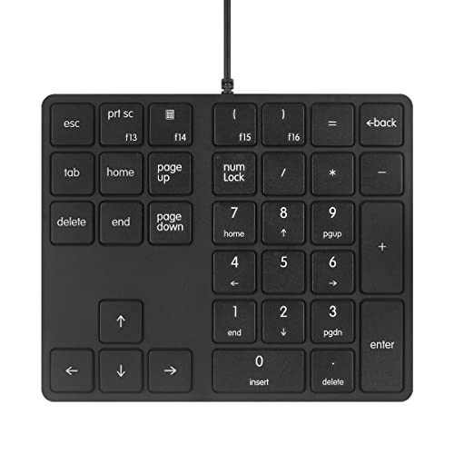 Merdia Numeric Keypads Wired Numpad 34 Keys External Mini Slim Keyboard Magic Force for Financial Cashier Securities-Black| Laptop Accessories | Num Pad | Number keypad for Laptop | Work Keyboard - color: Black