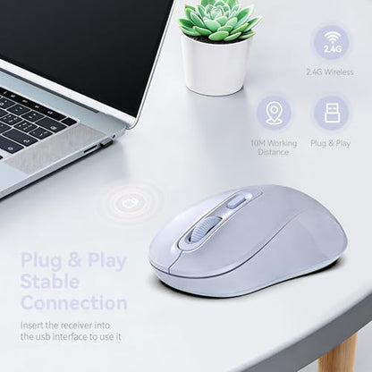 Wireless Mouse, 2026 New Model, Silent Click Ergonomic Design, Portable, 4 Buttons, Adjustable DPI (800/1200/1600), for Laptop/PC/Office (Violet) - color: violet