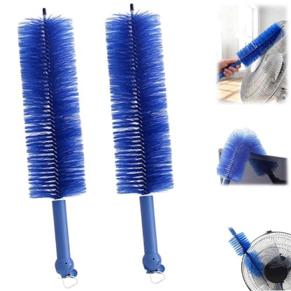 2 Pcs Bendable Microfiber Duster, Upgrade Reusable Bendable Cleaning Brush for Home Electric Fan Air Conditioner Car Vent Curtains Cleaner (Blue) - color: Blue