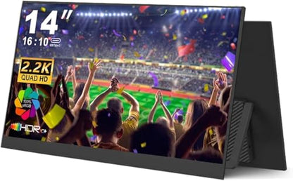 14 Inch 2K Portable Monitor, 16:10 QHD 100% sRGB HDR IPS Screen, Ultra-Slim External Second Monitor for Laptop, Phone, PS5, Xbox, Switch, PC(14.1") - size: 14.1"