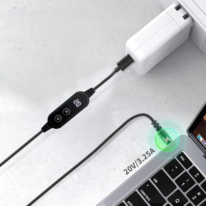 65W 5V-20V Adjustable USB-C PD to DC Fast Charger Cable, 4ft | Supports 5V/9V/12V/15V/20V output with 8 DC tips: 6.0x4.0, 6.3x3.0, 5.5x2.5/2.1/1.7, 4.7x1.7, 4.0x1.7, 3.5x1.35mm.