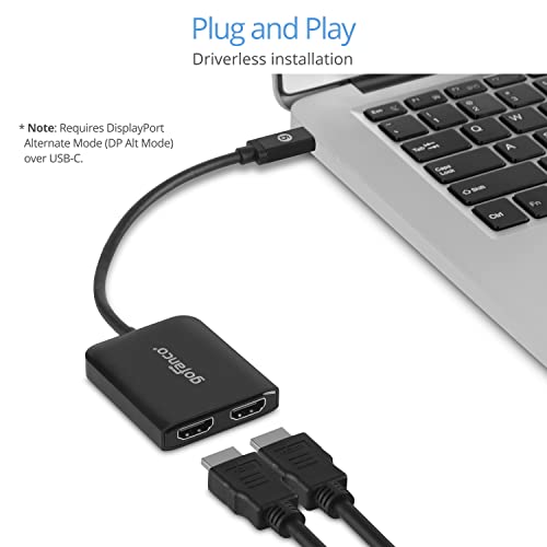 gofanco 4K60Hz USB-C to Dual HDMI Adapter (USBCMST2HD-4K60) | Extend dual monitors, USB-C MST Hub, USB Type-C Multi-Monitor, Windows, Thunderbolt 3/4 Compatible DP Alternate Mode - style: 4K 60Hz Dual HDMI