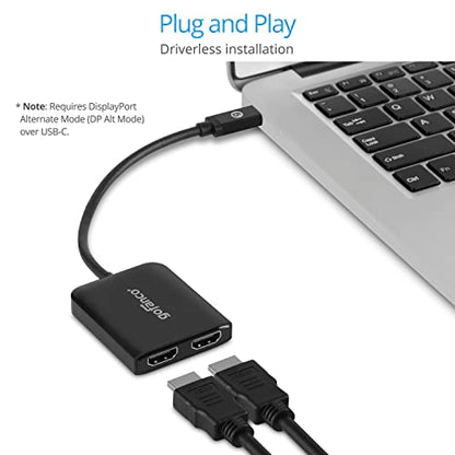gofanco 4K60Hz USB-C to Dual HDMI Adapter (USBCMST2HD-4K60) | Extend dual monitors, USB-C MST Hub, USB Type-C Multi-Monitor, Windows, Thunderbolt 3/4 Compatible DP Alternate Mode - style: 4K 60Hz Dual HDMI