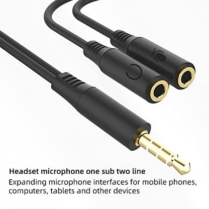 Headphone Splitter Adapter 3.5mm, (3-in-1 Pack) Audio Splitter 2 Female to 1 Male & 2 Male to 1 Female 3.5mm Aux Stereo Y Jack Cable for PS4, Xbox, Phone, PC, Tablet, Laptop, Gaming Headset
