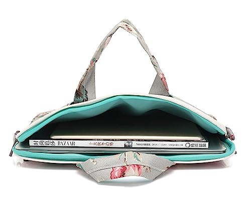 Rose Pattern Water Resistant Laptop Shoulder Messenger Bag for MacBook Pro 16 inch,15.6 inch and 15 inch-16 inch Laptop - color: Grey Rose