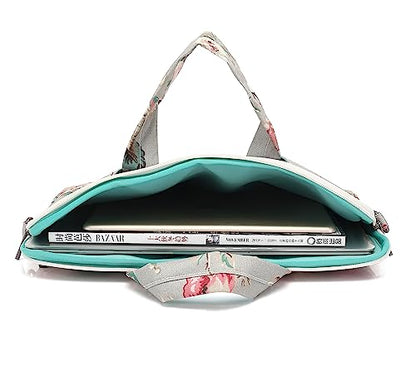 Rose Pattern Water Resistant Laptop Shoulder Messenger Bag for MacBook Pro 16 inch,15.6 inch and 15 inch-16 inch Laptop - color: Grey Rose