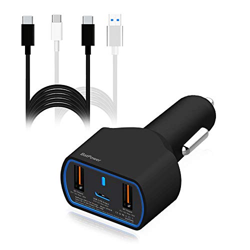 BatPower High Power Delivery 120W USB-C Laptop Car Charger Compatible with Surface Book Laptop 4 3 Pro 10 9 8 X 7 HP Razer Dell USB-C Laptop Vehicle Charger DC 12v-24v Auto Charger - color: Black