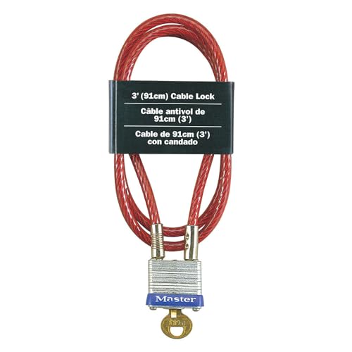 Master Lock 719D Steel Cable with Integrated Outdoor Padlock with Key, 1 Pack