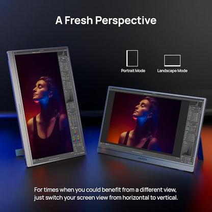ARZOPA 16.1" Portable Monitor Gray, 100% sRGB FHD 1080P Kickstand & PU Sleeve Bag Combination
