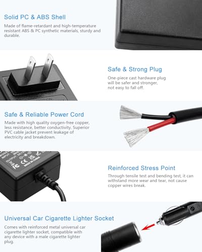ALITOVE AC to DC Converter 110V to 12V 3A 36W Cigarette Lighter Adapter | Cigarette Lighter to Wall Outlet Adapter 3Amp 2A, AC to DC Adapter for Car Charger Car Dash Cam Car MP3/MP4 Car Fan - size: 3A