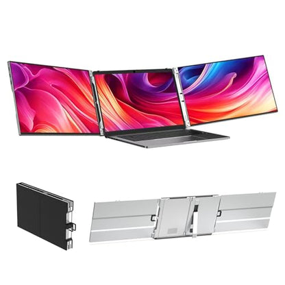 14-Inch WUXGA 60Hz 100% sRGB Dual Portable Monitor Extender | for 13.3–16”Laptops,Plug and Play,Aluminum Alloy,USB-C & H/D Interface,Suitable for Work,Travel and Commuting,Gaming - size: 14-inch