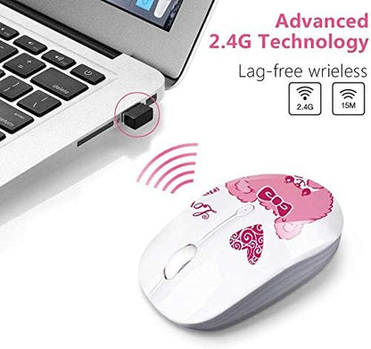 JUHOO Wireless Mouse with Nano Receiver for PC, Laptop, Notebook, Computer, MacBook, Less Noise, Portable Mobile Optical Mice(Bear). - style: Bear
