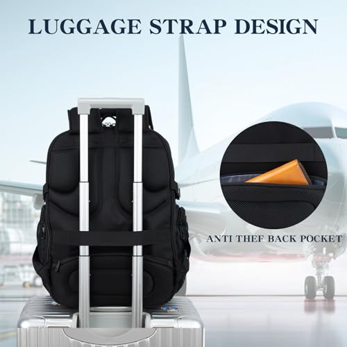 EMPSIGN 17.3 Inch Computer Laptop Backpack for Men, 45L with USB, Black | Anti-Theft, USB Charging Port, Water-Repellent, Business Travel Work College